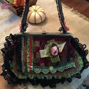 Vintage Tapestry & Sparkle Handbag